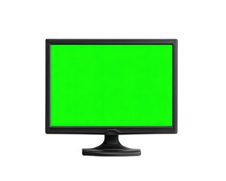 Computer monitor green screen isolated black frame blank display technology digital electronic device modern object