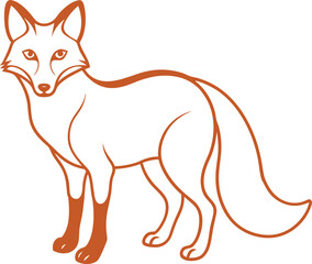 Fox Silhouette Line Art Vector Illustration On White Background