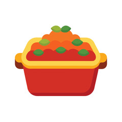 Eggplant parmesan casserole with melted cheese Vector illustration