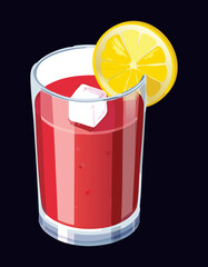 Refreshing Summer Drink Lemon Garnish - Vector Illustration