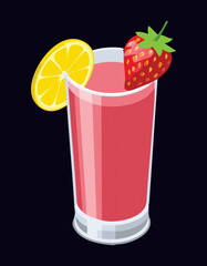 Sweet Fruit Cocktail Refreshing Summer - Vector Illustration