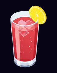 Iced Fruit Drink Refreshing Summer - Vector Illustration