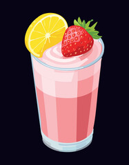 Light Pink Drink Fruit Garnish - Vector Illustration