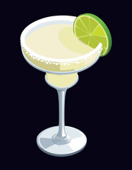 Classic Margarita Drink Zesty Lime - Vector Illustration