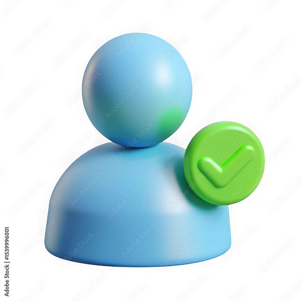 Poster 3d render of approved user icon isolated on transparent background