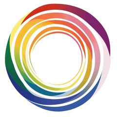 Abstract circular design with swirling, multicolored ribbons