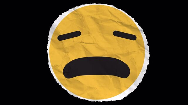 A sleepy emoji with flat eyes and a soft paper texture, perfectly capturing drowsiness and calm relaxation.