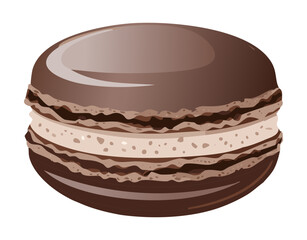 Coffee Flavor Macaron Sweet Pastry - Vector Illustration