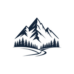 Obraz premium Mountain silhouette logo vector line art logo design 