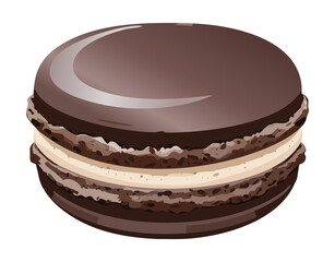  Rich Dark Macaron Sweet Dessert Treat - Vector Illustration