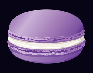Vibrant Purple Macaron Sweet Dessert Treat - Vector Illustration