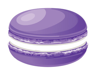 Lavender Macaron Sweet Dessert Pastry - Vector Illustration