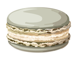 Grey Tone Macaron Sweet Dessert Treat - Vector Illustration