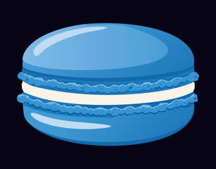 Blue Macaron Sweet Dessert Treat - Vector Illustration