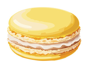 Classic Yellow Macaron Sweet Dessert Treat - Vector Illustration