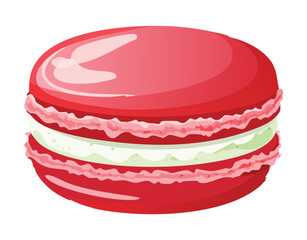 Warm Red Macaron Sweet Dessert Pastry - Vector Illustration