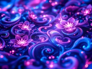 Enchanted Bloom: A Symphony of Light and Swirling Florals