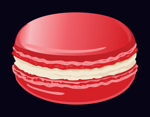 Bright Red Macaron Sweet Dessert Treat - Vector Illustration
