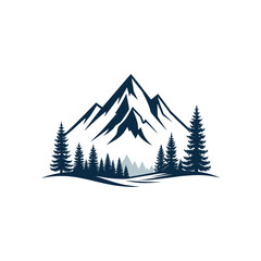 Mountain silhouette logo vector line art logo design

