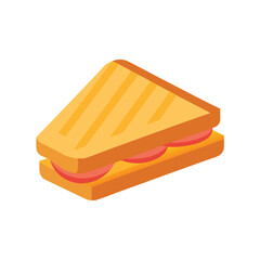 Grilled ham and cheese panini toasted evenly Vector illustration