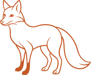 Fox Silhouette Line Art Vector Illustration On White Background