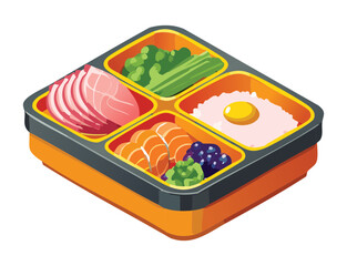 Healthy Bento Box Fresh Daily Lunch - Vector Illustration