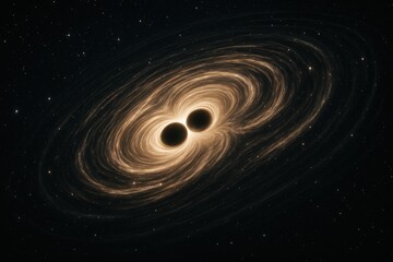 Obraz premium Gravitational waves generated by colliding black holes in deep space during cosmic events