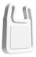Obraz premium Blank white shopping bag-shaped tag with a matte finish, ideal for retail promo offers on transparent background.