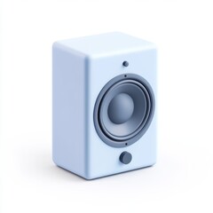 Obraz premium Light Blue Cube Speaker on White Background