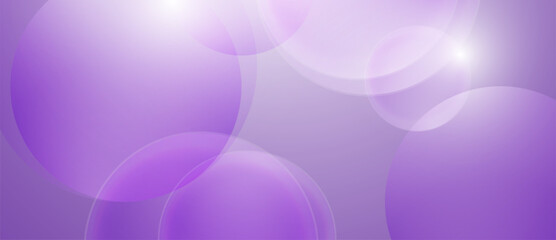 Abstract purple background with translucent bubbles and light flares