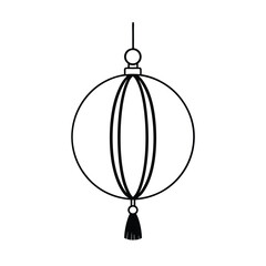 Elegant round lantern with hanging tassel detailed vector illustration for design projects
