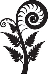 fiddlehead fern silhouette, black and white silhouette, vector and illustration © 69creativedesigner