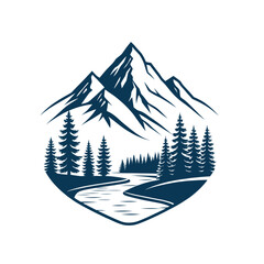Obraz premium Mountain silhouette logo vector line art logo design 