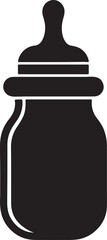 baby bottle silhouette, black and white silhouette, vector and illustration