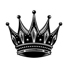 Download black and white king crown vector illustration, royalty symbol, majestic crown design image