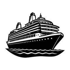 Cruise ship vector art illustration for travel and vacation themed designs and cruise line marketing