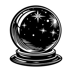 Mystical crystal ball illustration: fortune telling, magic, divination, and future predictions design