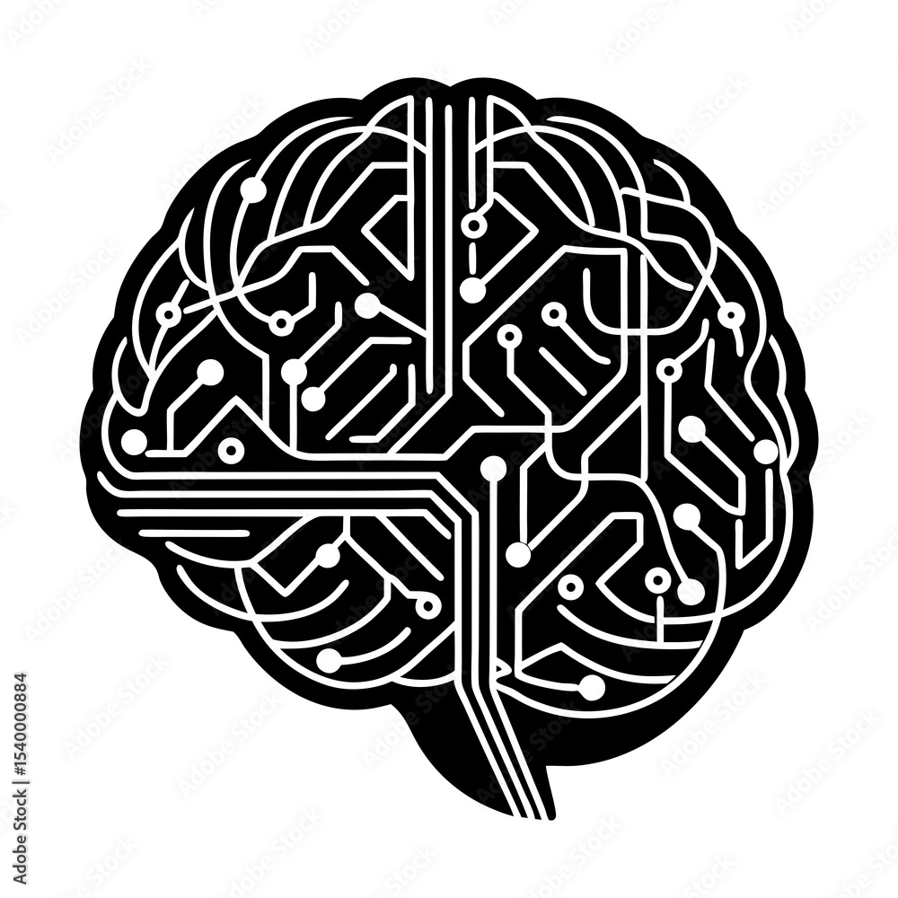 Poster artificial intelligence brain circuit board vector illustration for ai technology concept design
