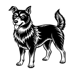 Find the perfect dog illustration: vector art of a cute black and white dog for your project needs