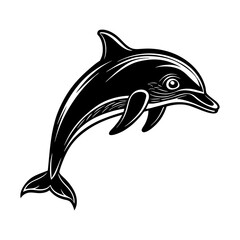 Find black and white dolphin vector art, dolphin illustration, dolphin image, dolphin graphic, svg file