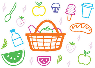 Organic fruit and vegetable icons a fresh vector illustration set for healthy food design