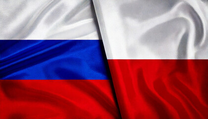 ロシアとポーランドの国旗。(Russia flag and Poland flag.)
