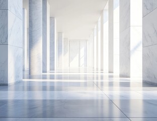 Obraz premium Empty, bright marble colonnaded hall