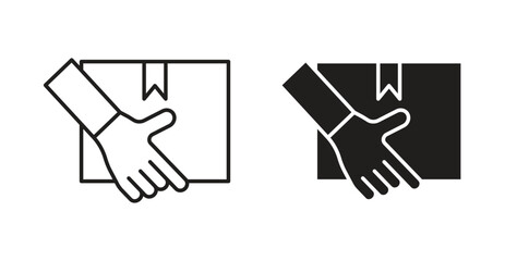 Hand holding box icon