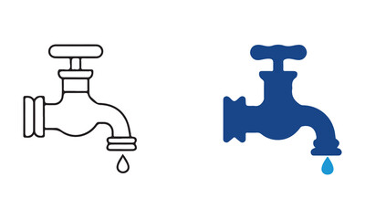 water faucet with droplet eco icon
