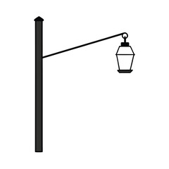 Obraz premium Rustic wooden pole with hanging lantern vector illustration for design projects