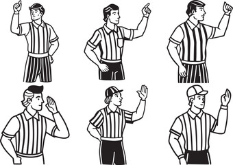 Set of referee count hand outline vector illustration, line art