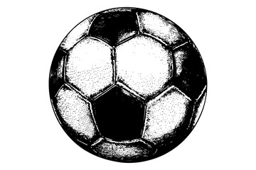 Naklejka premium Stipple Engraved Soccer Ball Isolated on Transparent Background