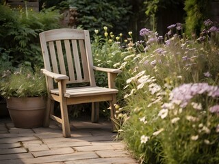 Obraz premium wooden chair in garden