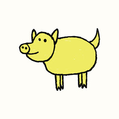 kids drawing scribble pig illustration
